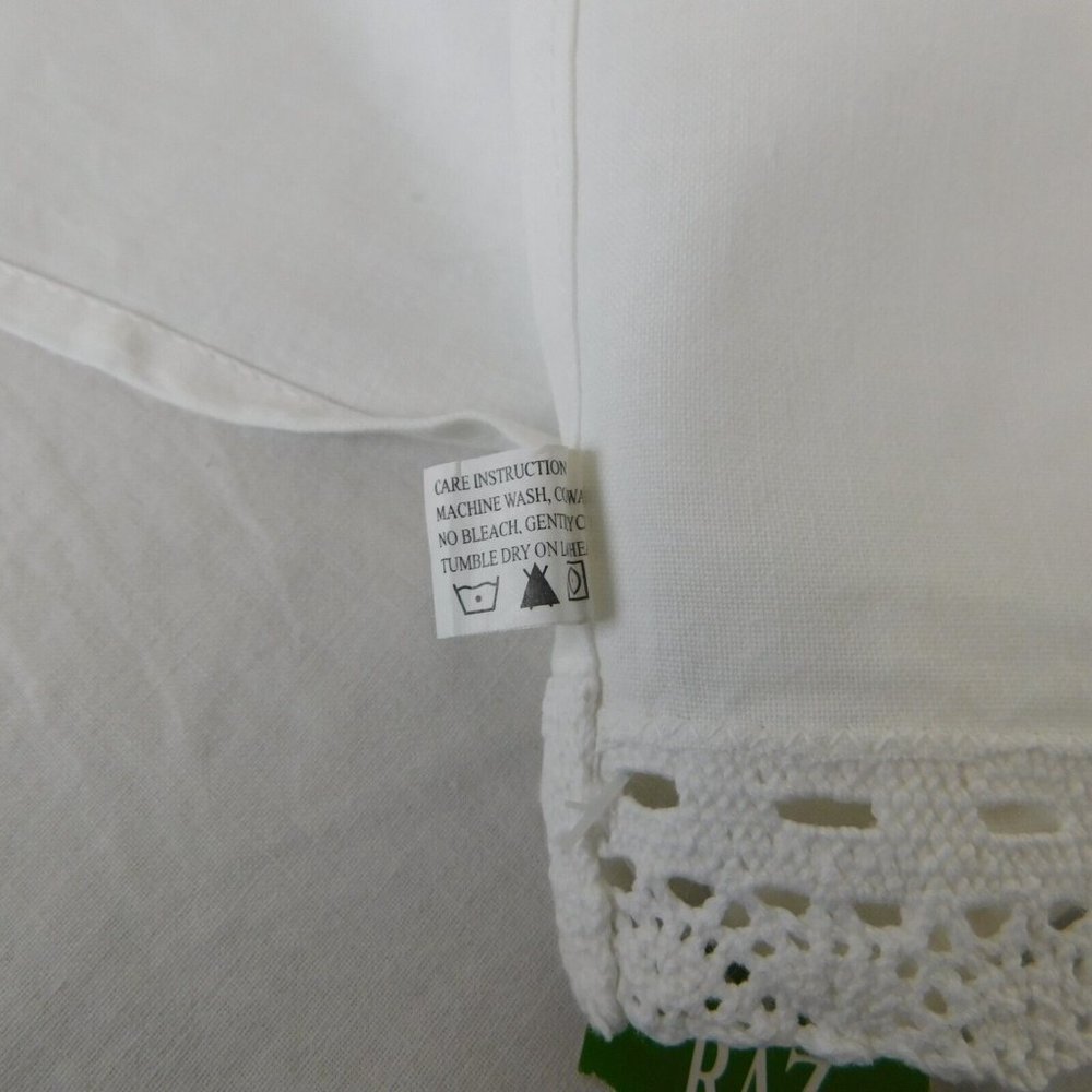 Embroidered Purple Flower Tablecloth Cover Dresser Scarf Raz Import Cotton 25x15 - Picture 7 of 7